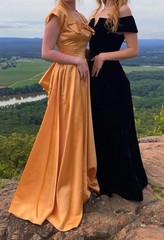 Vintage 1940s Fred Perlberg Dance Originals Golden Satin Evening Gown Peplum