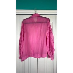 Vintage Dagger Collar Balloon Sleeve Blouse Retro Barbiecore Pink Chiffon S/M