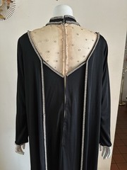 1970s Custom Opera Stage Recital Gown Costume Shoulder Cape Rhinestone Dress VTG