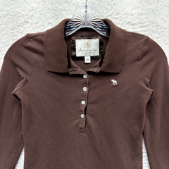 Y2K Vintage Abercrombie Polo Top XS S Brown Bella Swan Fairy Grunge Whimsigoth