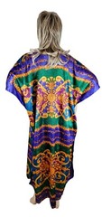 Vintage 1980s Winlar Baroque Short Sleeve Satin Kaftan House Dress One Size