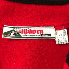 Vintage 1960s Alphorn Bavarian Wool Crop Jacket Red Black Sz M