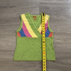 Vintage 90s Color Block Tank Top S Yellow Green Pink Lime Colorful Retro Milano