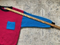 Vtg 80s 90s Streetwear Womens L Color Block Chunky Knit Sweater Glam Barbie Pink