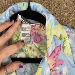 Vintage Joni Blair Blue Floral Button Up Dress Size 9/10