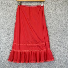 Vintage Nan Flower Originals Red Embroidered Pleated Half Slip Skirt Size Small