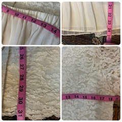 Lisa Michaels Vintage Ivory Lace Top & Pleated Skirt Set Size 14 Polyester Rayon