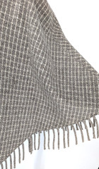 VTG Wool Cape 54″ Wide X 31″ Length Gray Cream Check Prairie Peasant Bohemian