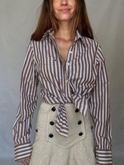 Boyfriend button up shirt,Striped Cotton Shirt, Size S Menswear