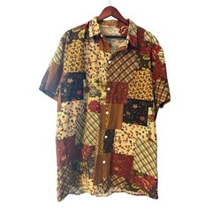 SHEIN Patchwork Floral Button Top Womens XXL Multicolor Indie Sleaze Blouse