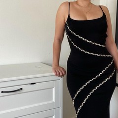 Vintage 90s Glam Evening Dress, Low Back Sexy Long Dress, Wedding Guest Dress