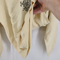 Vtg. Marcia Sweater Yellow Center Patch Graphic Black Trim USA Made Lg Pullover