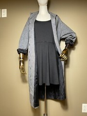 Vintage 80s Evan Picone Black White Micro Check Coat Trench Coat Lightweight