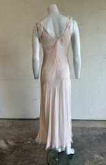 1940s Artemis Ballet Pink Bias Cut Nightgown Slip Dress w/ Tulle & Ribbon Work