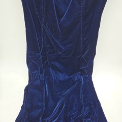 Vintage Dark Deep Blue Velvet Dress by Marlene’s | Unknown Size, Some Loss!!!