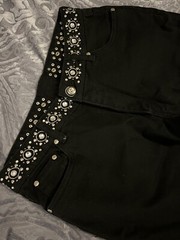 Vintage Womens Lawman Black Stainless Stud/Bling Stretch Bootcut Jeans 31×33