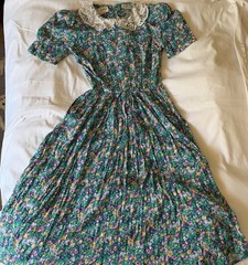 Karin Stevens Petites Floral Dress Vintage Cottagecore Lace SZ8 30s revival