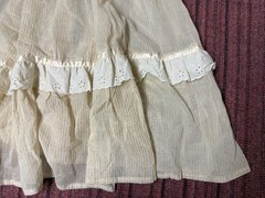 WOMENS TRUE VINTAGE 1950S RUFFLED WHITE MIDI LACE DRESS UNKNOWN SIZE
