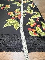 Vintage Y2K Bebe Cherry Print Lace Trim Slip Dress, Black Red, Women’s Size M