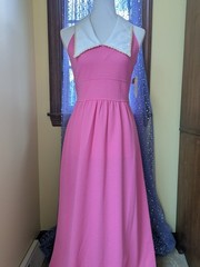 Vintage 70’s Joni Blair Of California Pink Dagger Collar Polyester Maxi Dress S