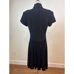 Vintage 90s Tadashi Cocktail Dress Womens L Black Soutache Mesh Mock Neck LBD