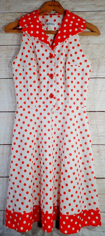 Vintage 70’s 100 Parkhouse Dallas Polka Dot Swing Dress XXS Rockabilly Mod MCM