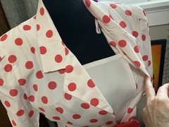 ILGWU Coral Polka Dot Drop Waist JCP Vintage Dress 1980s NOS NWT 9/10