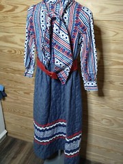 Vtg 70s Howard Wolf LS Poly Knit Knee Length Dress Peter Max Style Floral Sz 8
