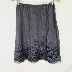 Vtg Womens Deena Black Skirt Slip Undergarment Size L Lace