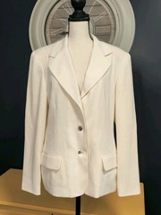 Vintage Halston Blazer Jacket Women’s 10 Ivory 90’s Shell Buttons Pockets Lined