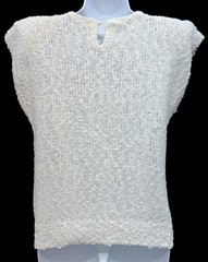 VTG Margules Women Size M Button Keyhole Chunky Knit Sleeveless Sweater Ivory