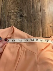 Vintage 1970s Maxi Dress 70s Flutter Sleeve Empire Waist Peach Full Length Gown