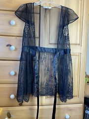 Victoria’s Secret Vintage Romantic Black Lace Robe- Beautiful Boho Lace Top