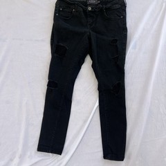 Torrid Sky High Skinny Distressed:Fishnet Black Jeans Plus Size 12R