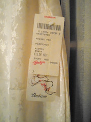VINTAGE NWT Barbizon Ellie Set Ivory Med Nightie & Robe w/ Belt Polyester Lovely
