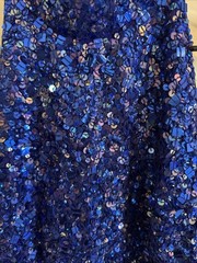 Vintage Laurence Kazar Blue Silk Hand Sequined Halter Top Sz Small 90’s Retro