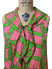 Late 60s/Early 70s Vintage Women’s Scarf Print Miss Bergdorf Trapeze Dress Sz S