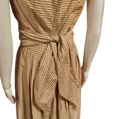 Vintage 50’s GiGi Young New York Pleated Gingham Tie Waist A Line Dress Small
