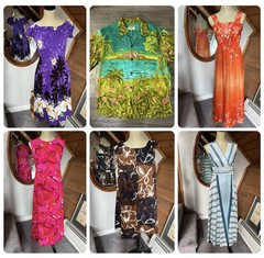 LOT OF 5 VINTAGE HAWAIIAN DRESSES 60s 70s & 1 VINTAGE MENS HAWAIIAN SHIRT