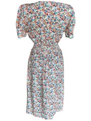 Vintage 80’s Karin Stevens Dress Sz 6P Mulit Color Midi Floral Cottagecore Retro