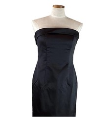 Vtg House of Bianchi Black Gown Strapless Long Prom Party Formal Dress S/M USA