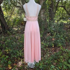 NEW Vintage Val Mode Lingerie Lace Maxi Night Dress Small Coquette Babydoll Pink