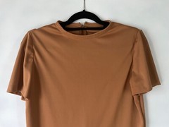 Sweet little VTG handmade SS women’s tee. No tags 1960s-70s (?) zips at neck.