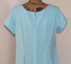 Vintage 1970s Light Blue Polyester Short Sleeve Maxi Shift Dress Women’s L/XL