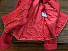 Vintage 80s Sophy Curson France Red Structured Blazer Jacket Size 10 Gold Button