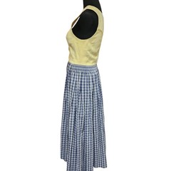 Vintage Austrian Dress Size 36 6 8 Yellow Blue Linen Dirndl Blue