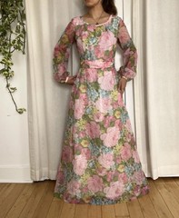 Vintage 1960’s Toni Todd Maxi Floral Dress Sz Small Excellent Condition Spring