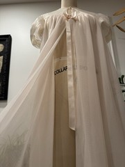 Vtg 60s Henson Kickernick Peachy Pink Sheer Chiffon Lace Peignoir Accent Robe S