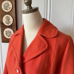 Vintage 1960s Retro Red Orange Wool Jacket Size 8