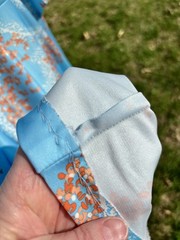 VTG 1970s Secretary Dress Pussy Cat Bow Fit Flair Midi Sz S B32 W26 Blue Orange